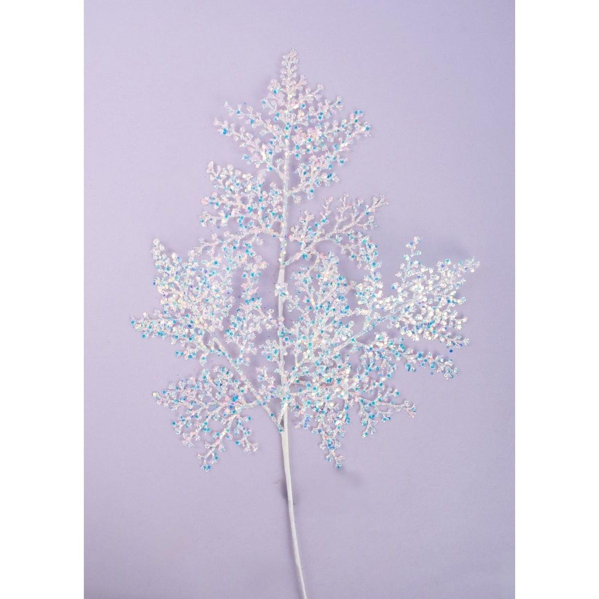 27" Glitter Metallic Fern Spray: Iridescent