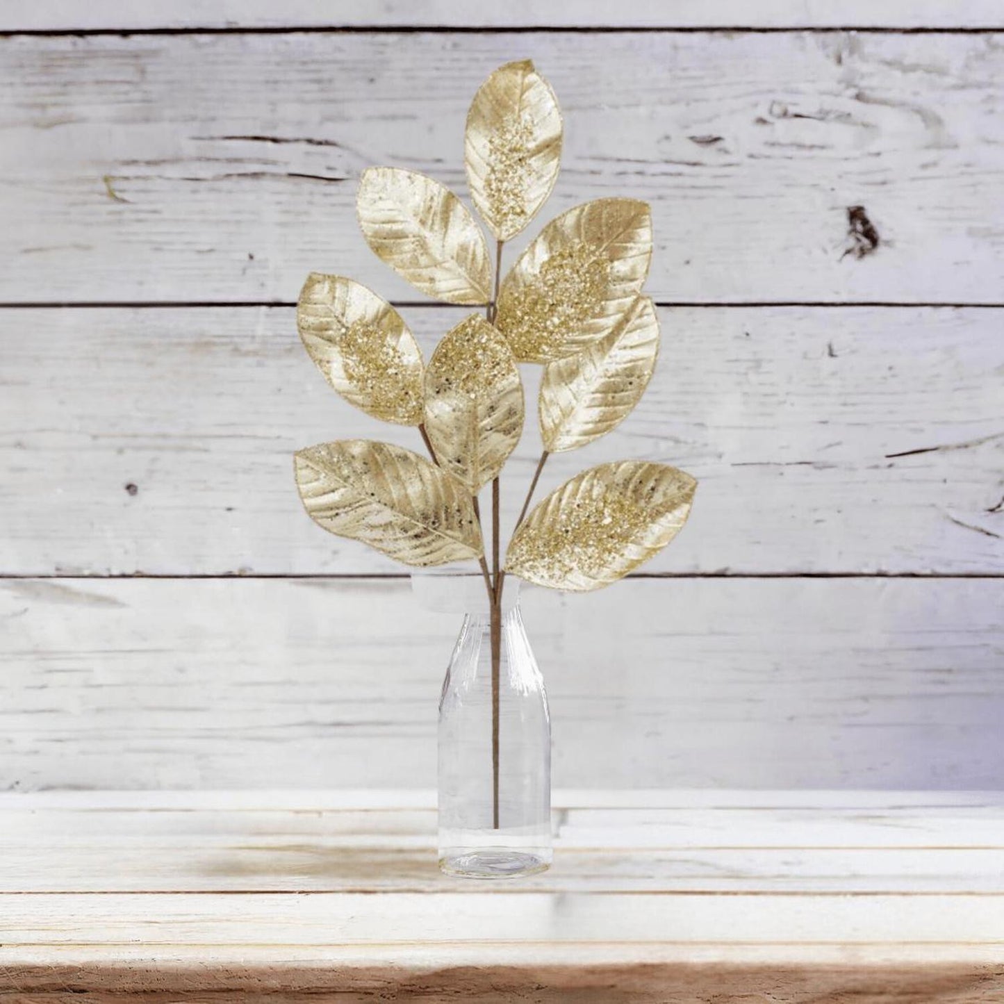 27" Metallic Magnolia Leaf Spray: Gold