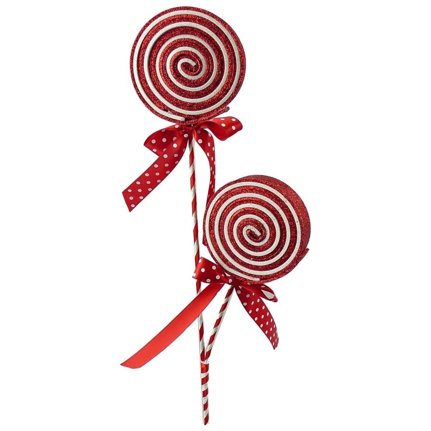 27" Glitter Lollipop Spray: Red & White