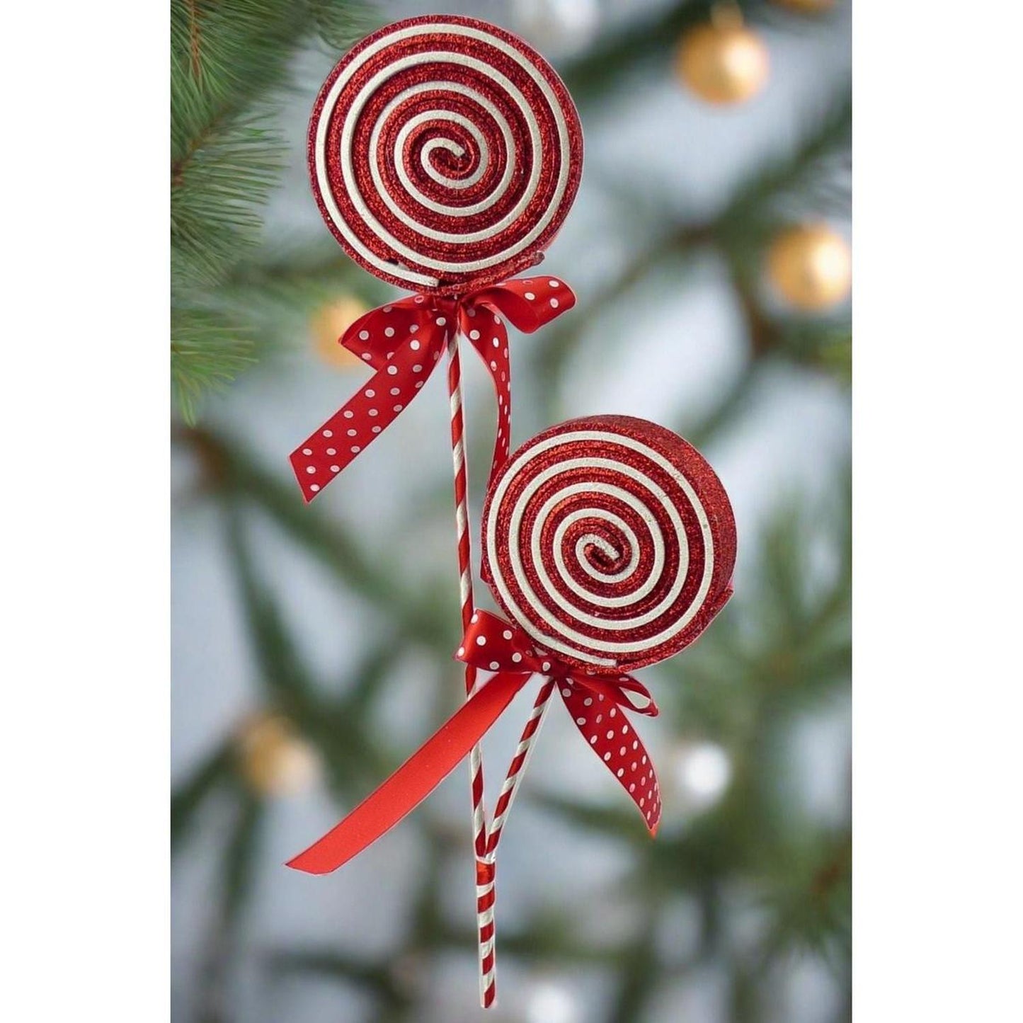27" Glitter Lollipop Spray: Red & White