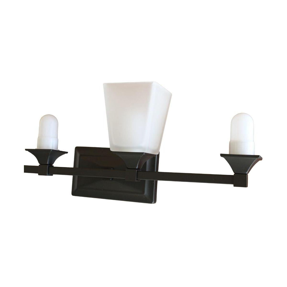 27"W 4-Light LED Bath Vanity Light Fixture Oil Rubbed Bronze Finish with Square Glass Shades