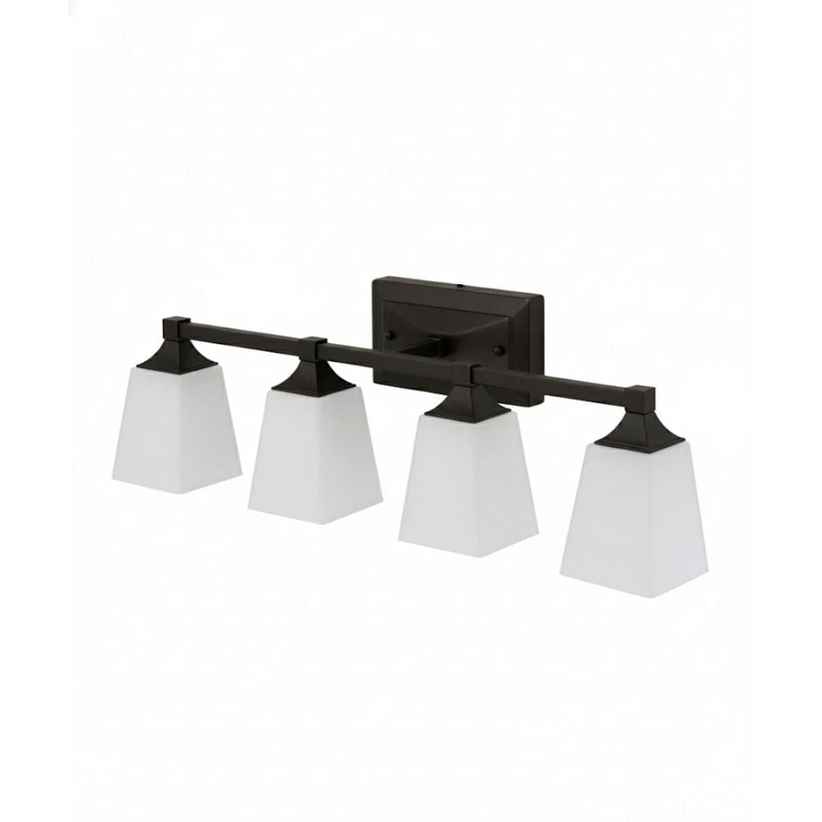 27"W 4-Light LED Bath Vanity Light Fixture Oil Rubbed Bronze Finish with Square Glass Shades
