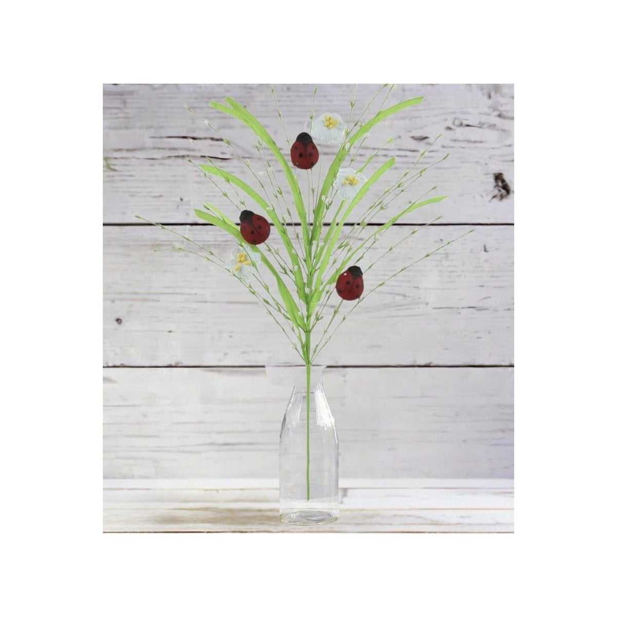 28" Grass Pip Flower Ladybug Spray