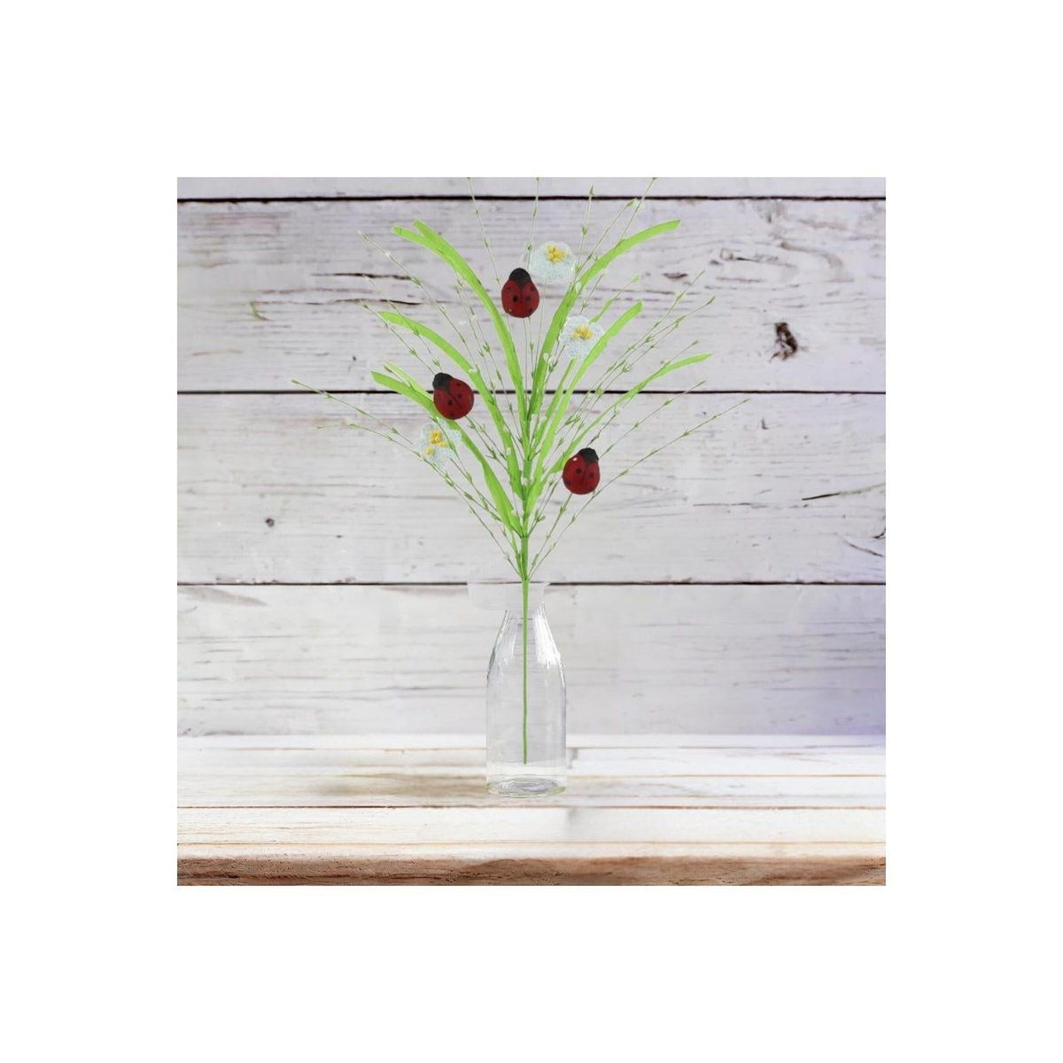 28" Grass Pip Flower Ladybug Spray
