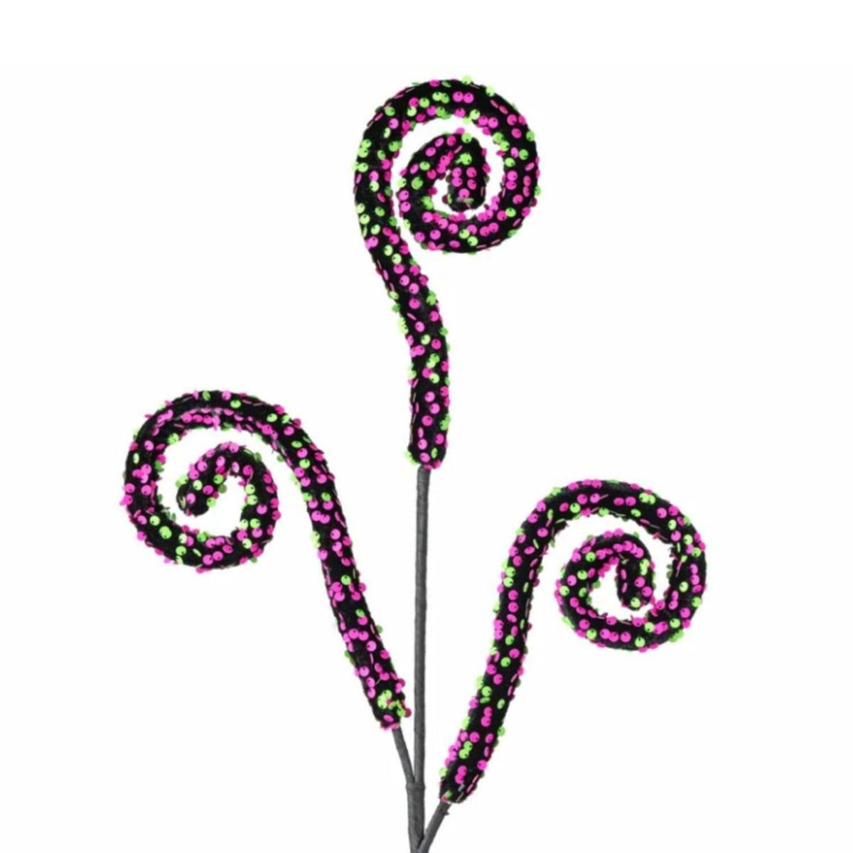 28" Sequin Spiral Curly Spray: Pink & Green