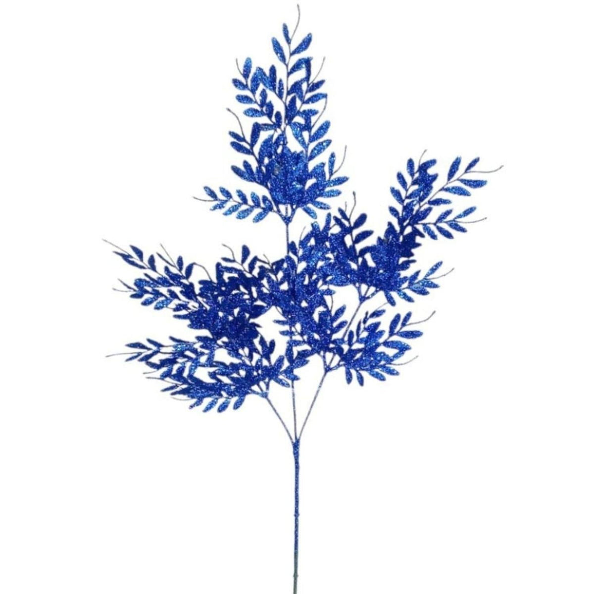 29" Glitter Boxwood Leaf Spray: Midnight Blue