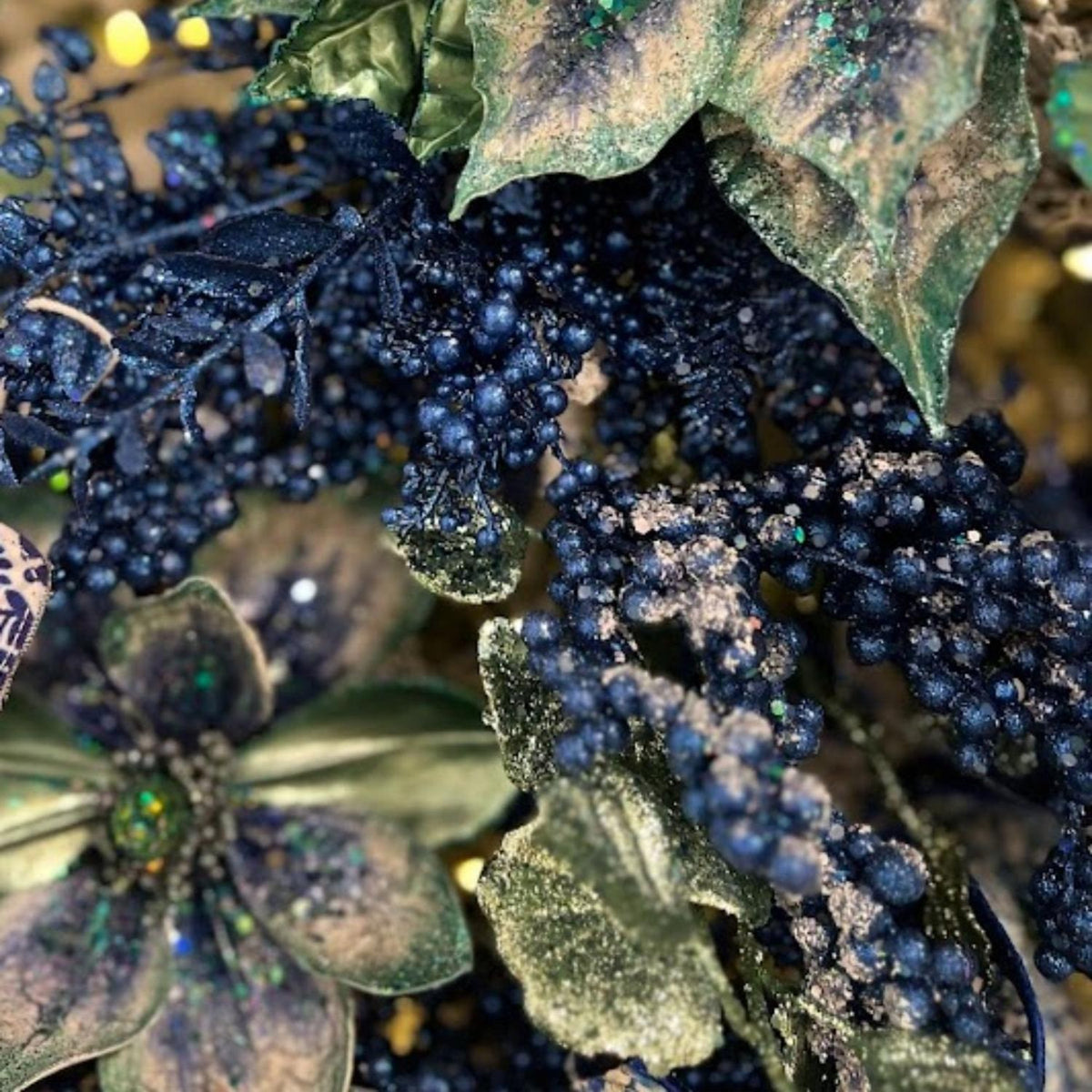 29" Glitter Mix Berry Cedar Spray: Blue
