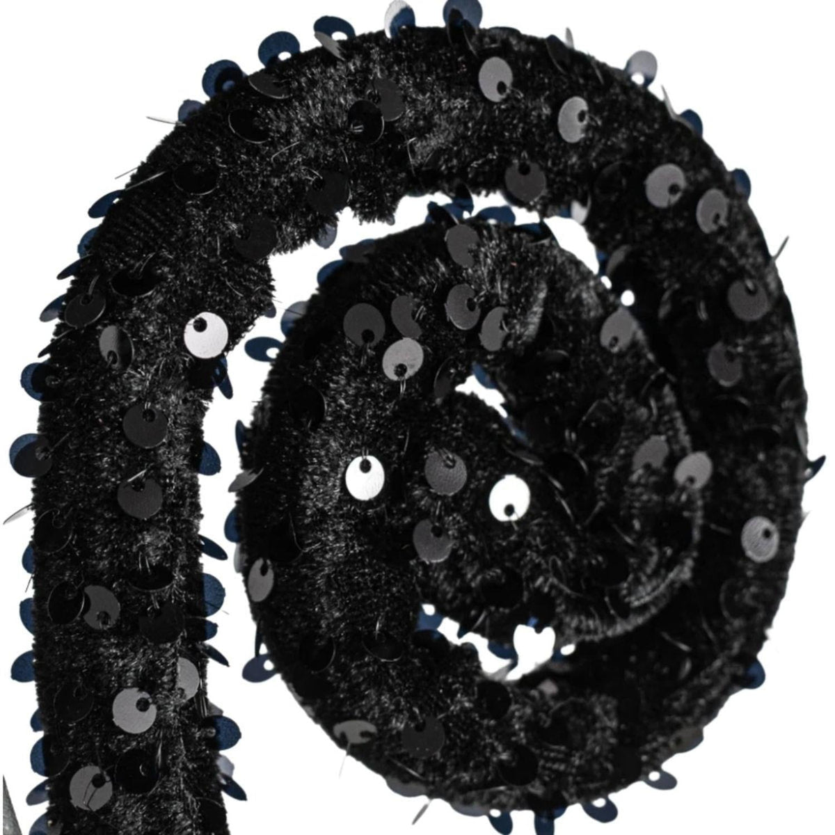 29" Glitter Scroll Curly Spray: Black
