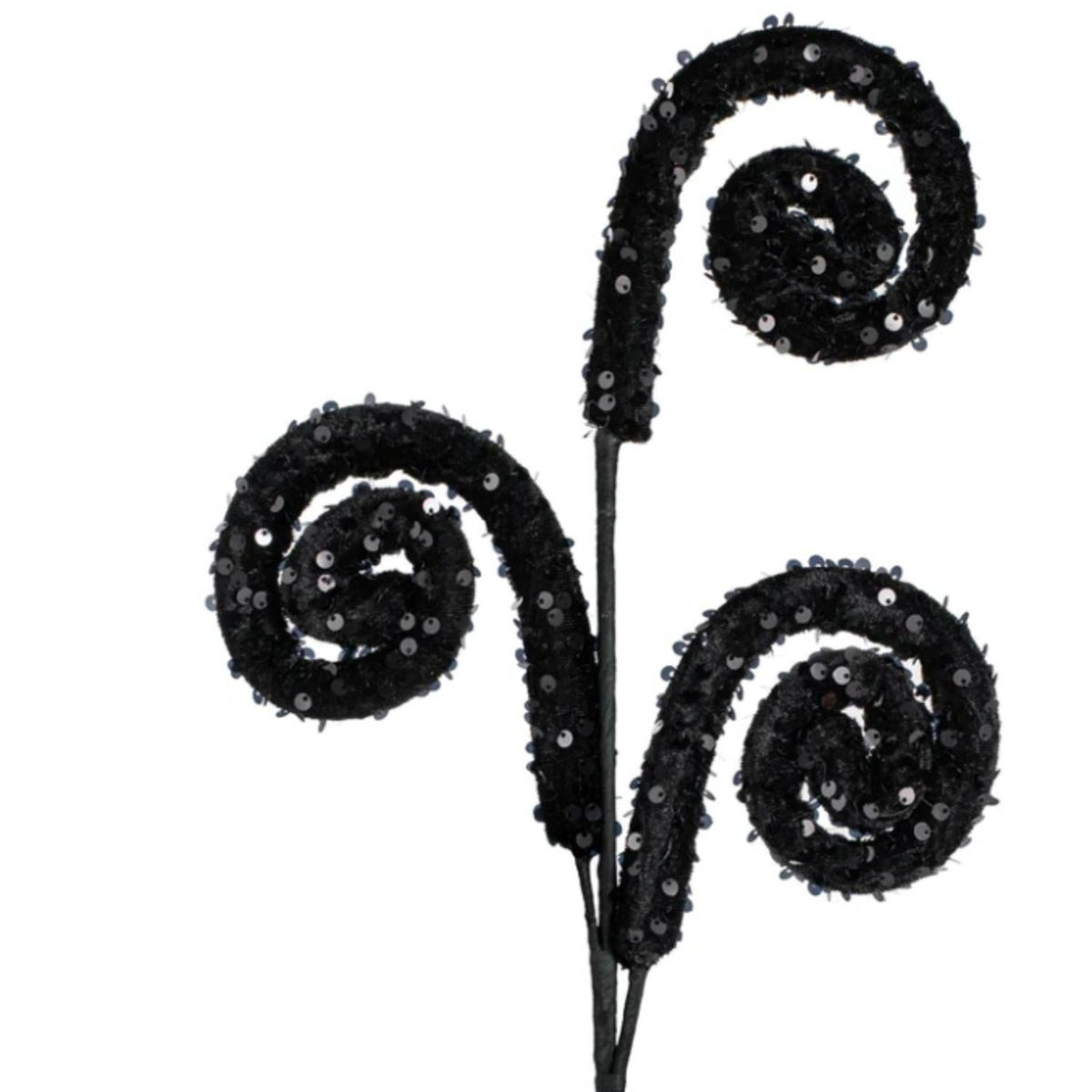29" Glitter Scroll Curly Spray: Black