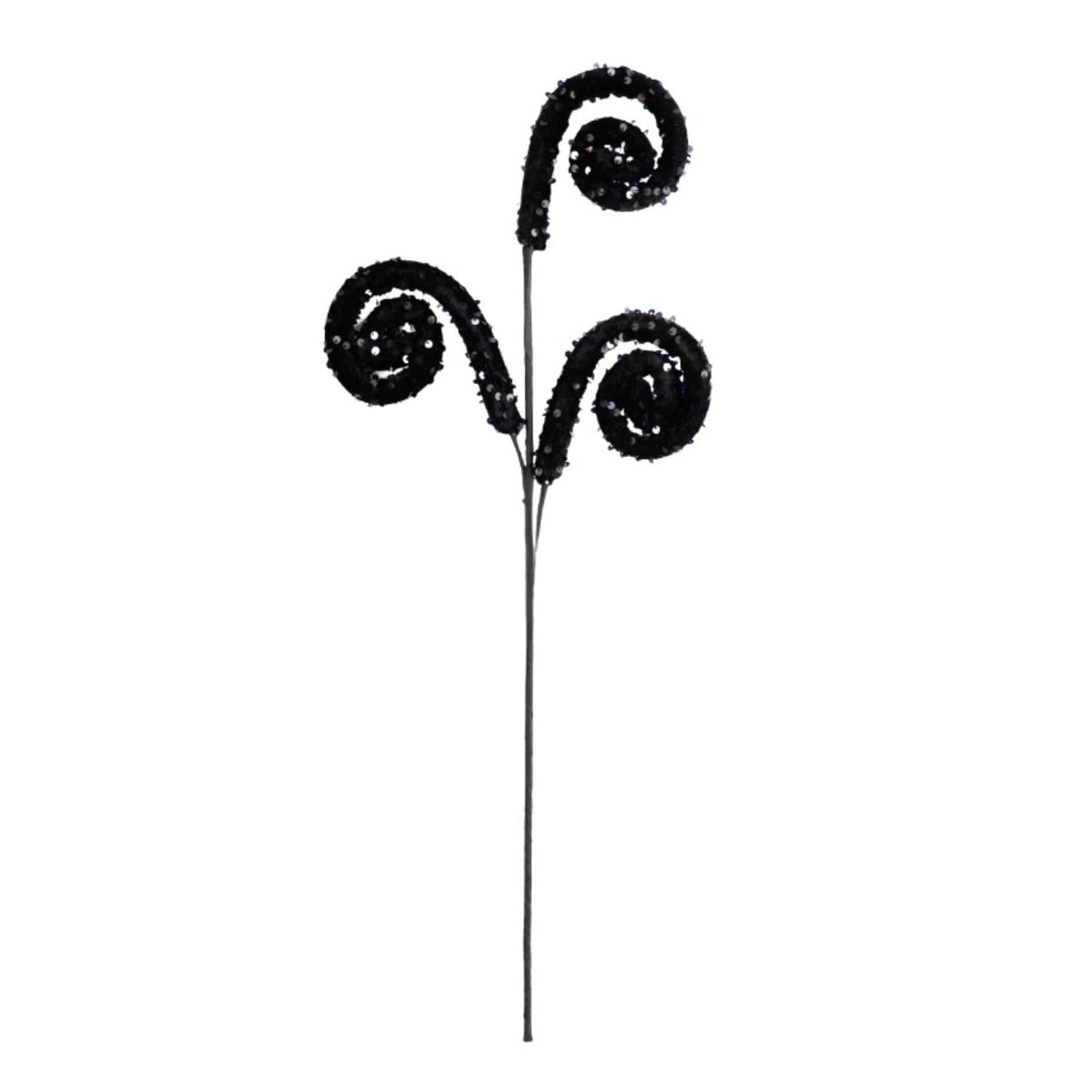 29" Glitter Scroll Curly Spray: Black
