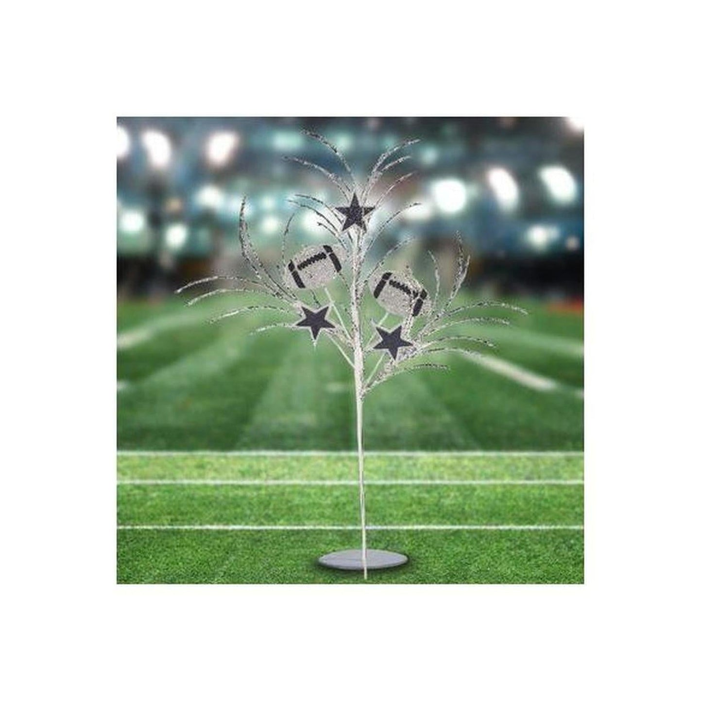 29" Glitter Star and Football Pick: Navy Blue & Silver