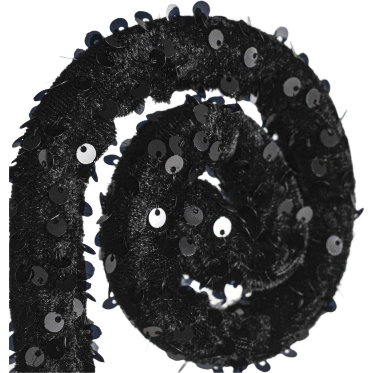 29" Sequin Curly Spray: Black