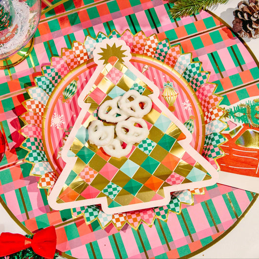 Gold Christmas Tree Dessert Plates (10 count)