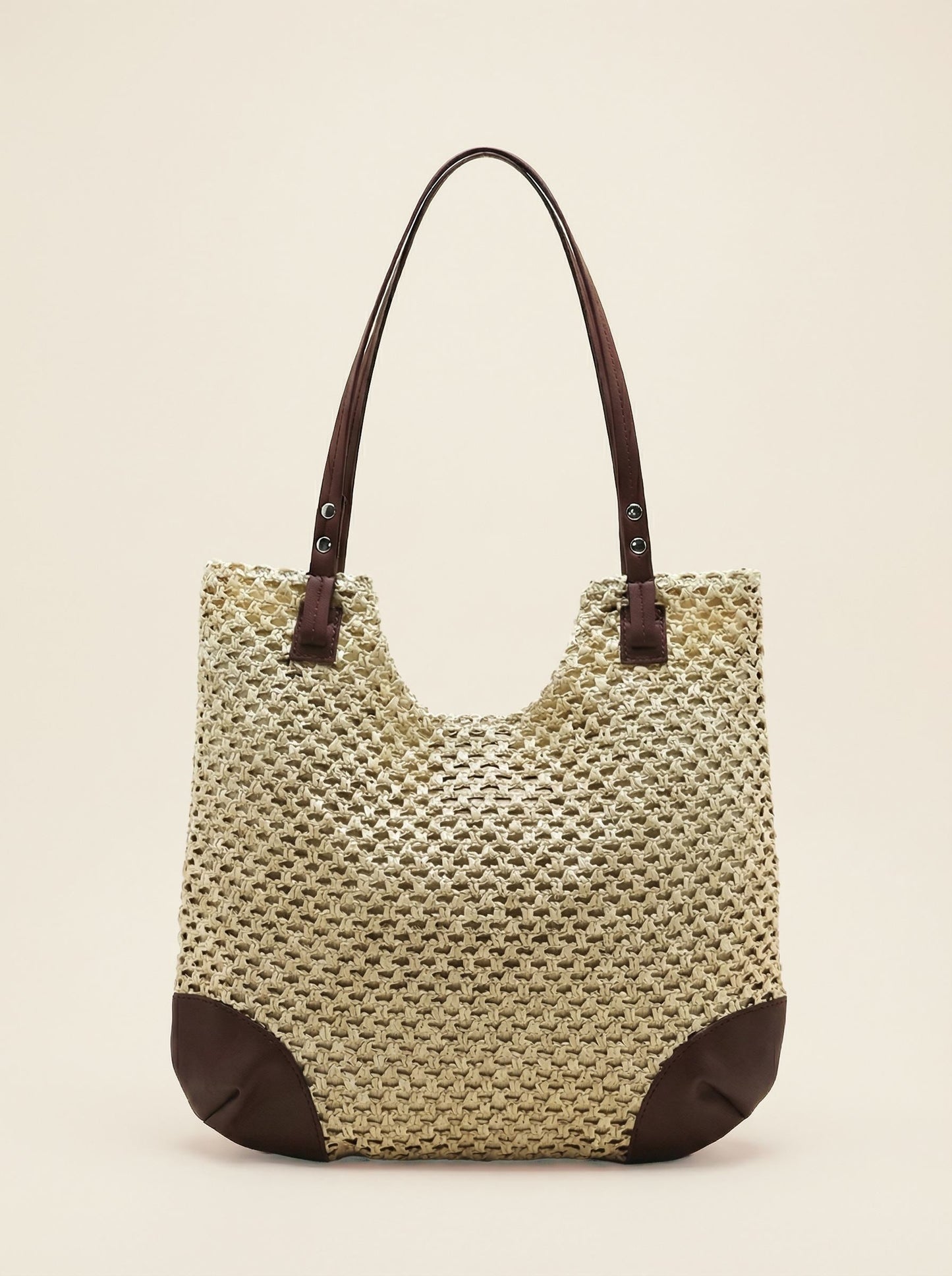 Woven Hollow-Out Shoulder Tote Bag