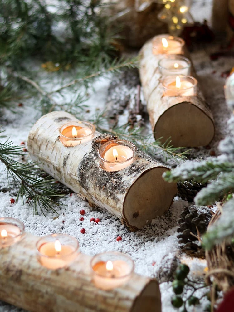 Natural Birch Log Tealight Holder
