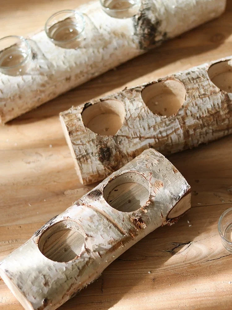 Natural Birch Log Tealight Holder