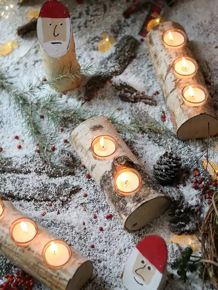 Natural Birch Log Tealight Holder