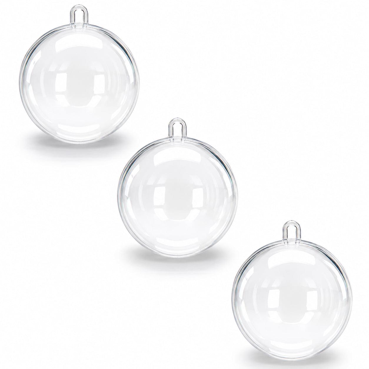 2.36-Inch Clear Plastic Fillable Christmas Ball Ornaments for DIY Crafts: Set of 3