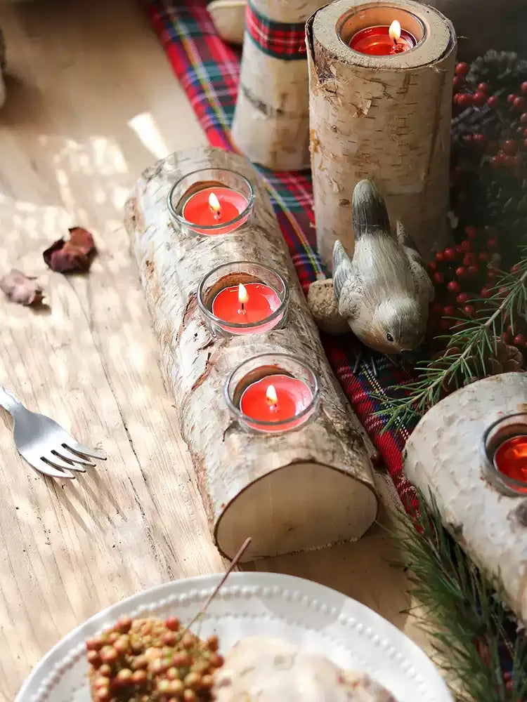 Natural Birch Log Tealight Holder
