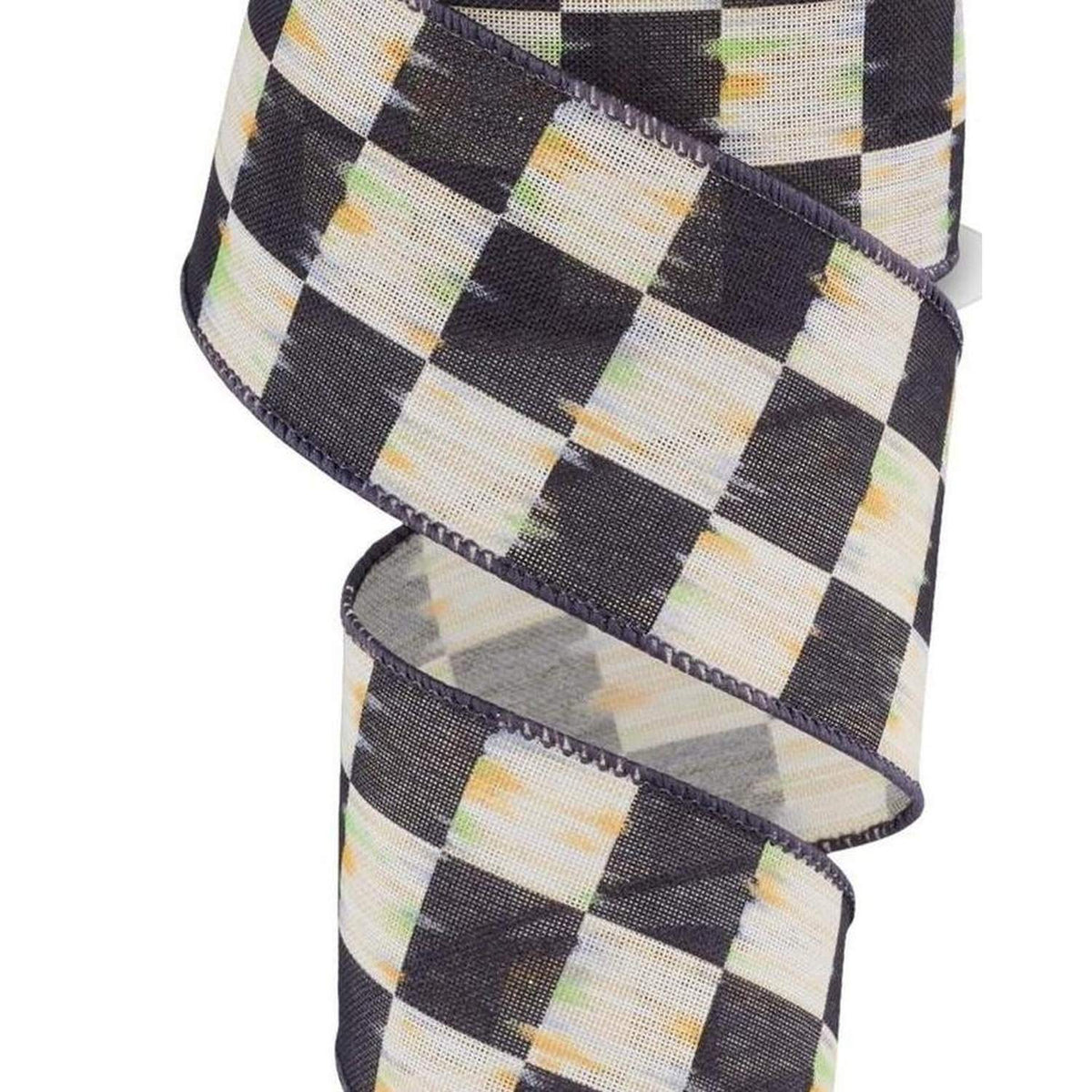 2.5" Bold Antique Checkerboard Ribbon: Black (10 Yards)