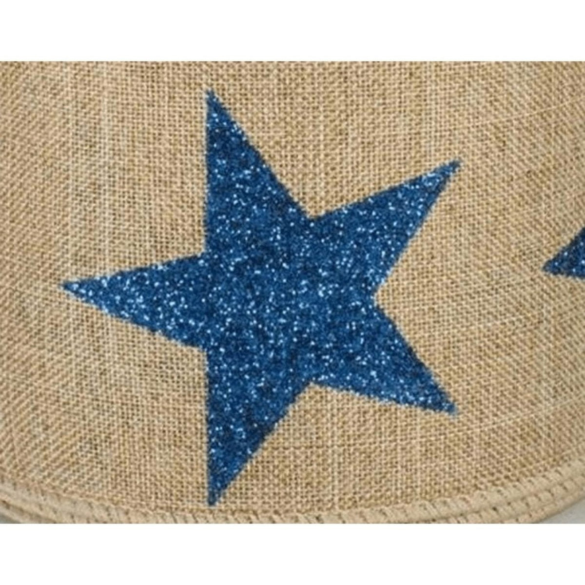 2.5" Bold Glitter Star Canvas Ribbon: Light Beige (10 Yards)