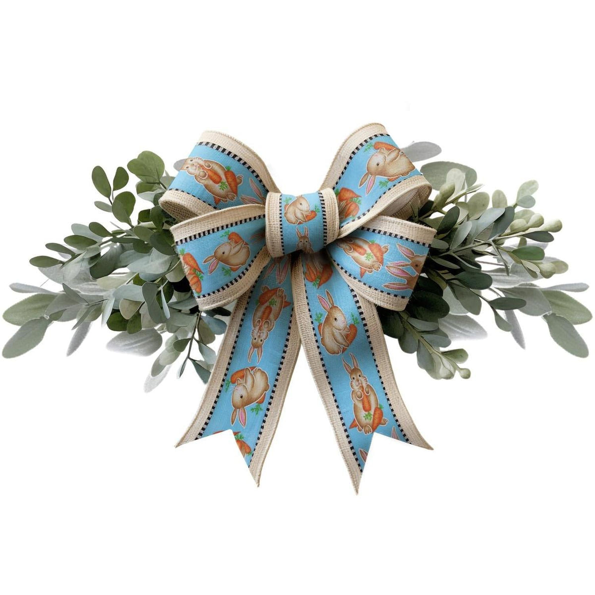 2.5" Bunnies Carrots Stripe Ribbon: Blue (10 Yards)