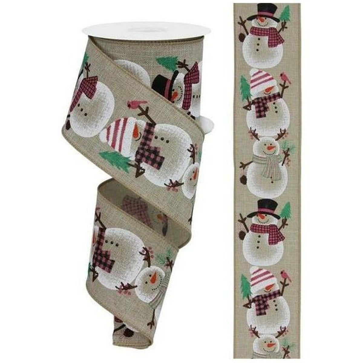 2.5" Chubby Snowman Ribbon: Natural (10 Yards)