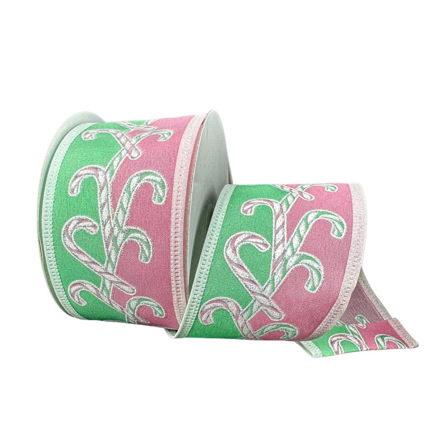 2.5" Dual Glitter Candy Ribbon: Pink/Mint (10 Yards)