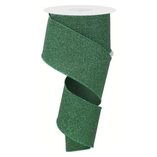 2.5" Fine Glitter On Faux Royal: Emerald Green (10 Yards)