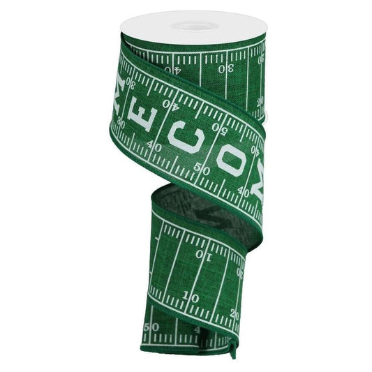 2.5" Football Field Homecoming Ribbon: Green (10 Yards)