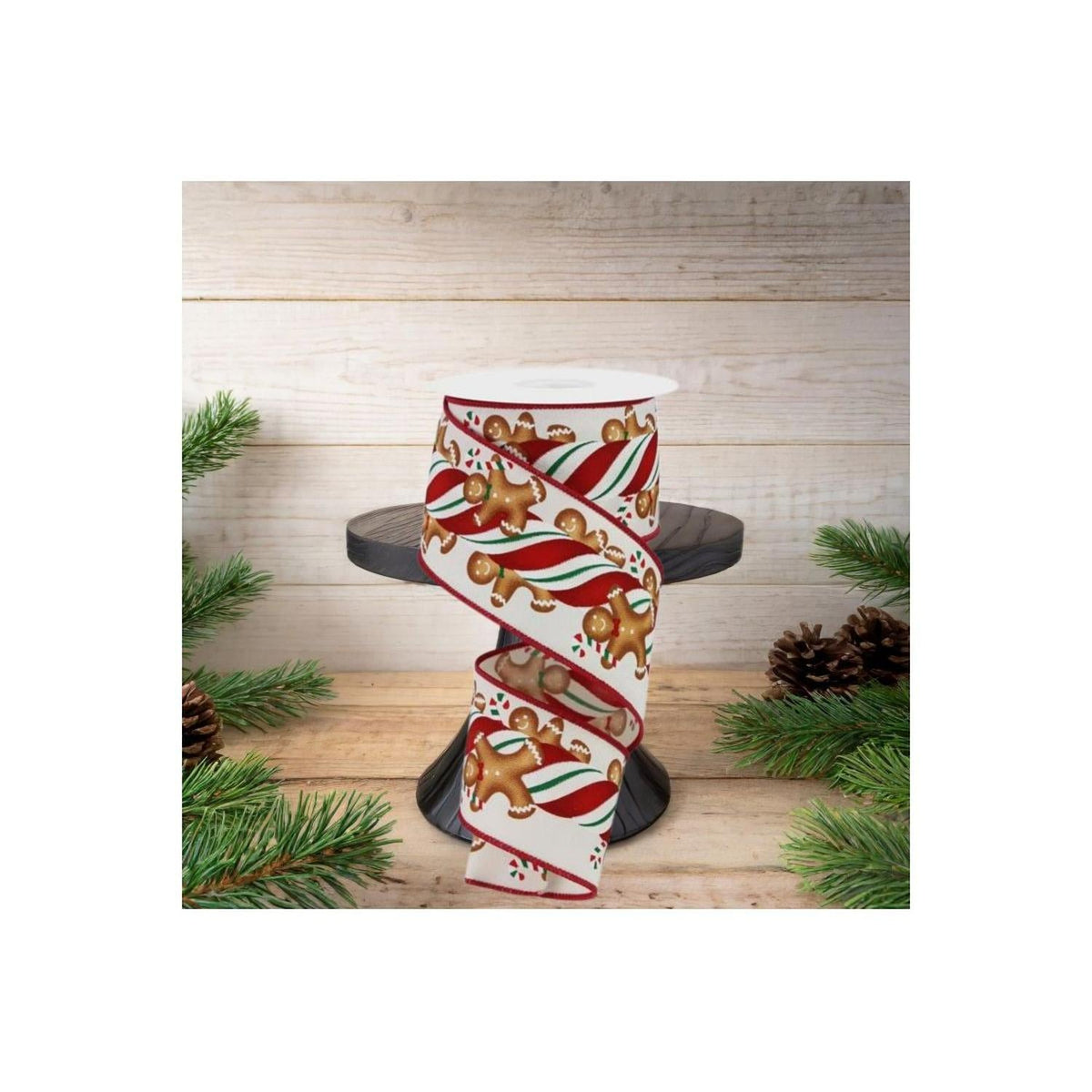 2.5" Gingerbread Kids Candy Ribbon: Ivory (10 Yards)