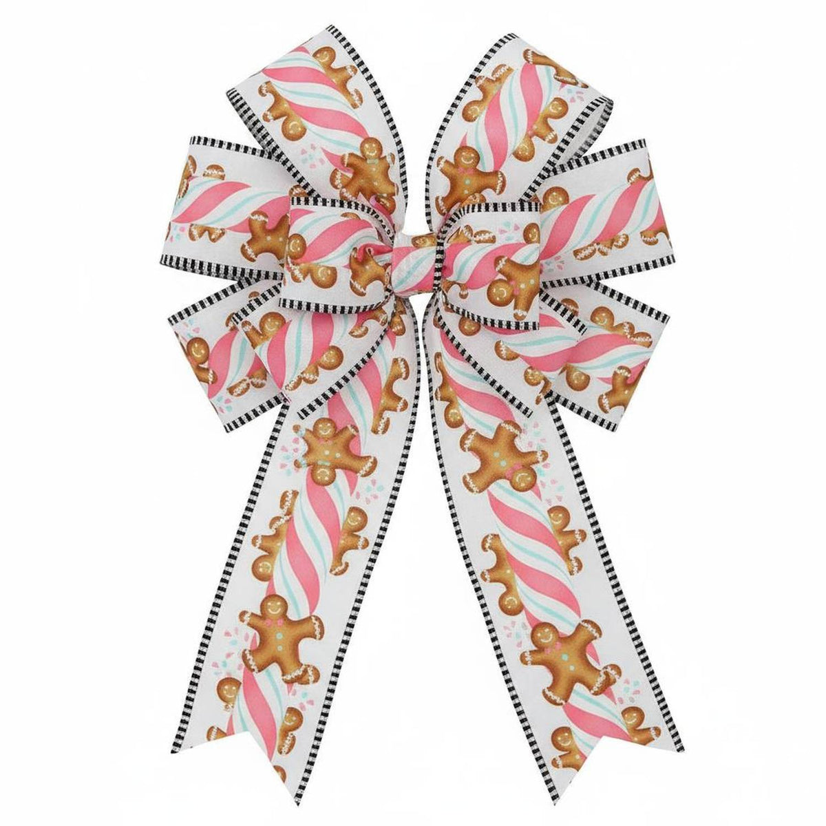 2.5" Gingerbread Kids Stripe Ribbon: White/Pink (10 Yards)