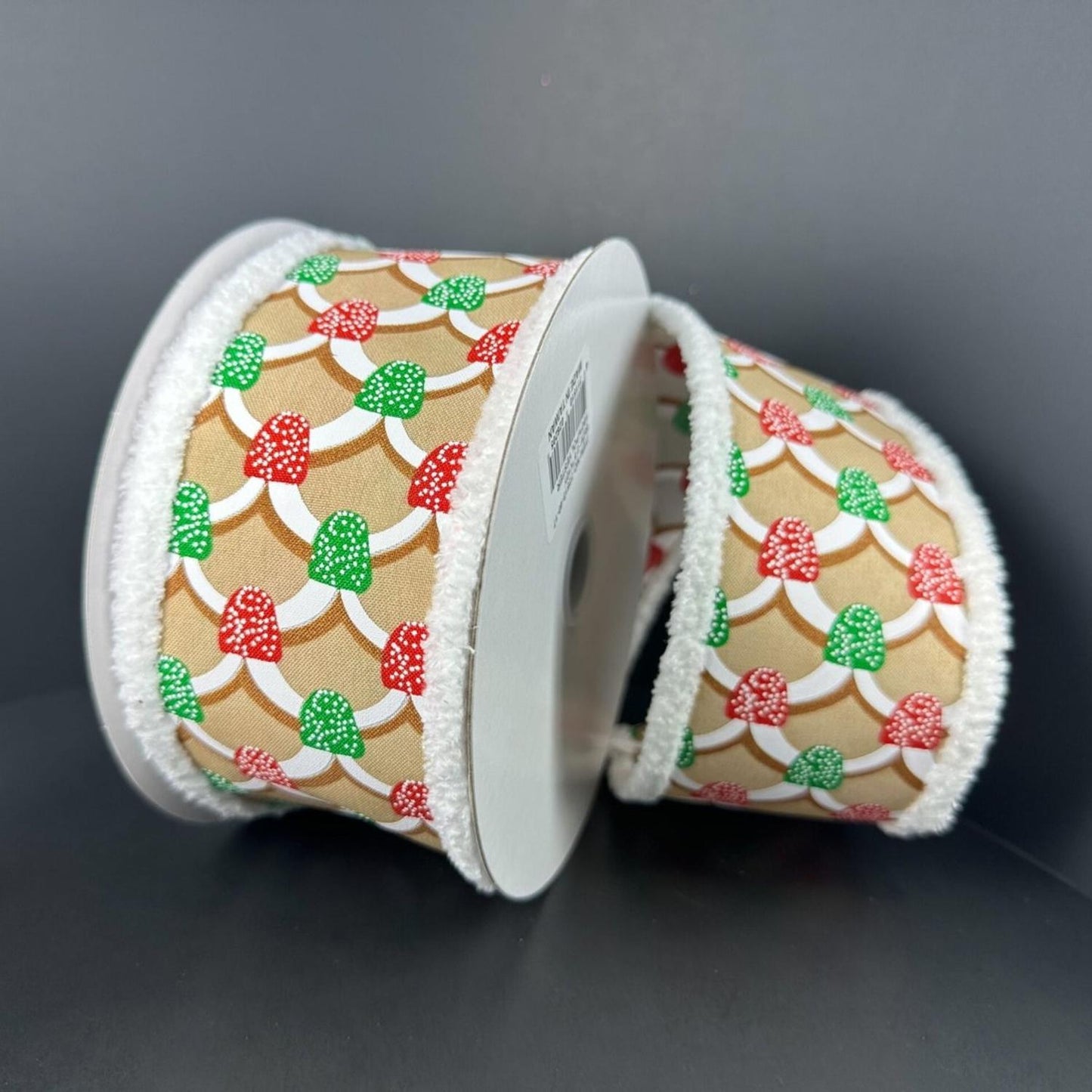 2.5" Gumdrop Gingerbread Roof Drift Ribbon: Red/Green (10 Yards)