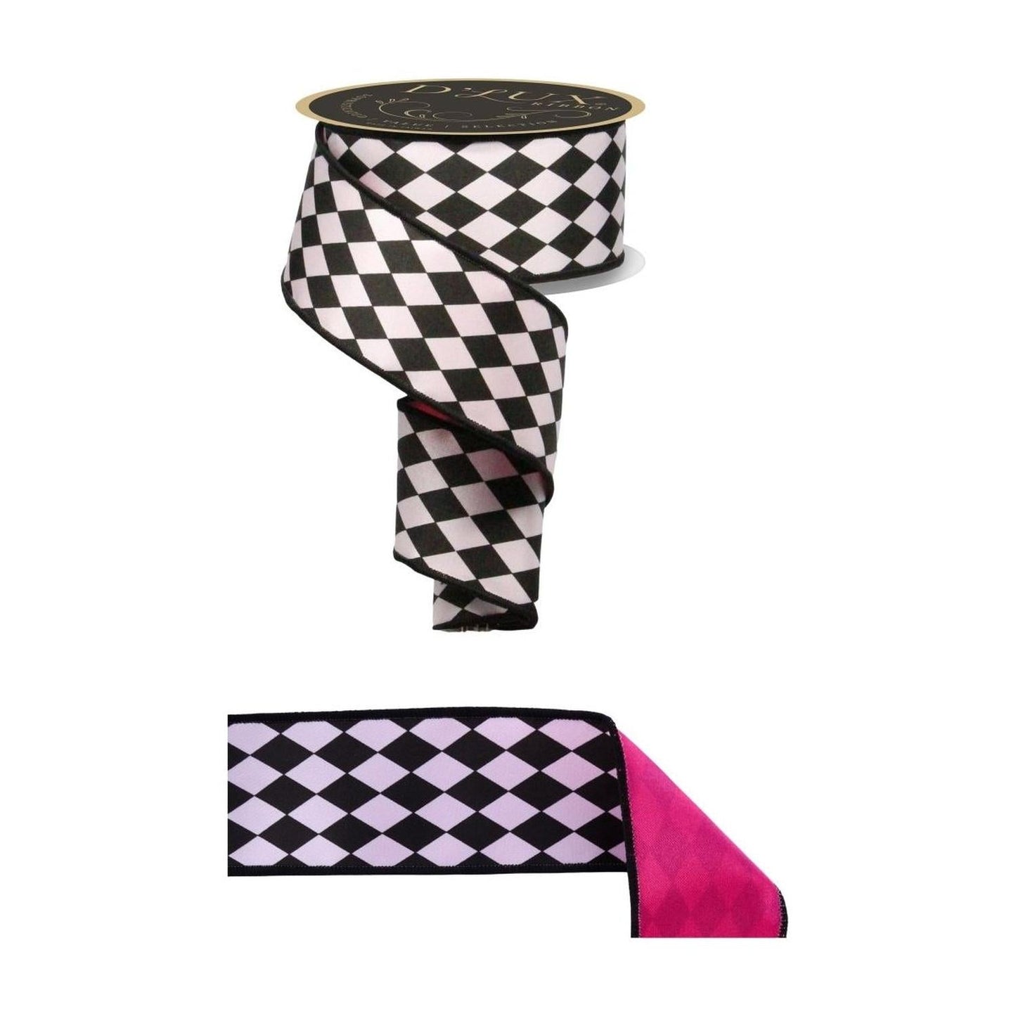 2.5" Harlequin Fused Back Ribbon: Hot Pink (10 Yards)