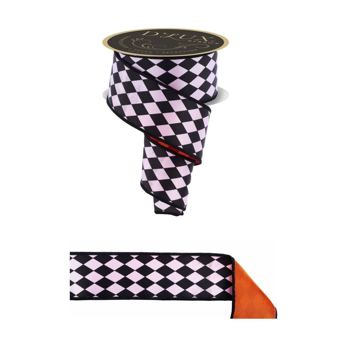 2.5" Harlequin Fused Back Ribbon: Orange (10 Yards)