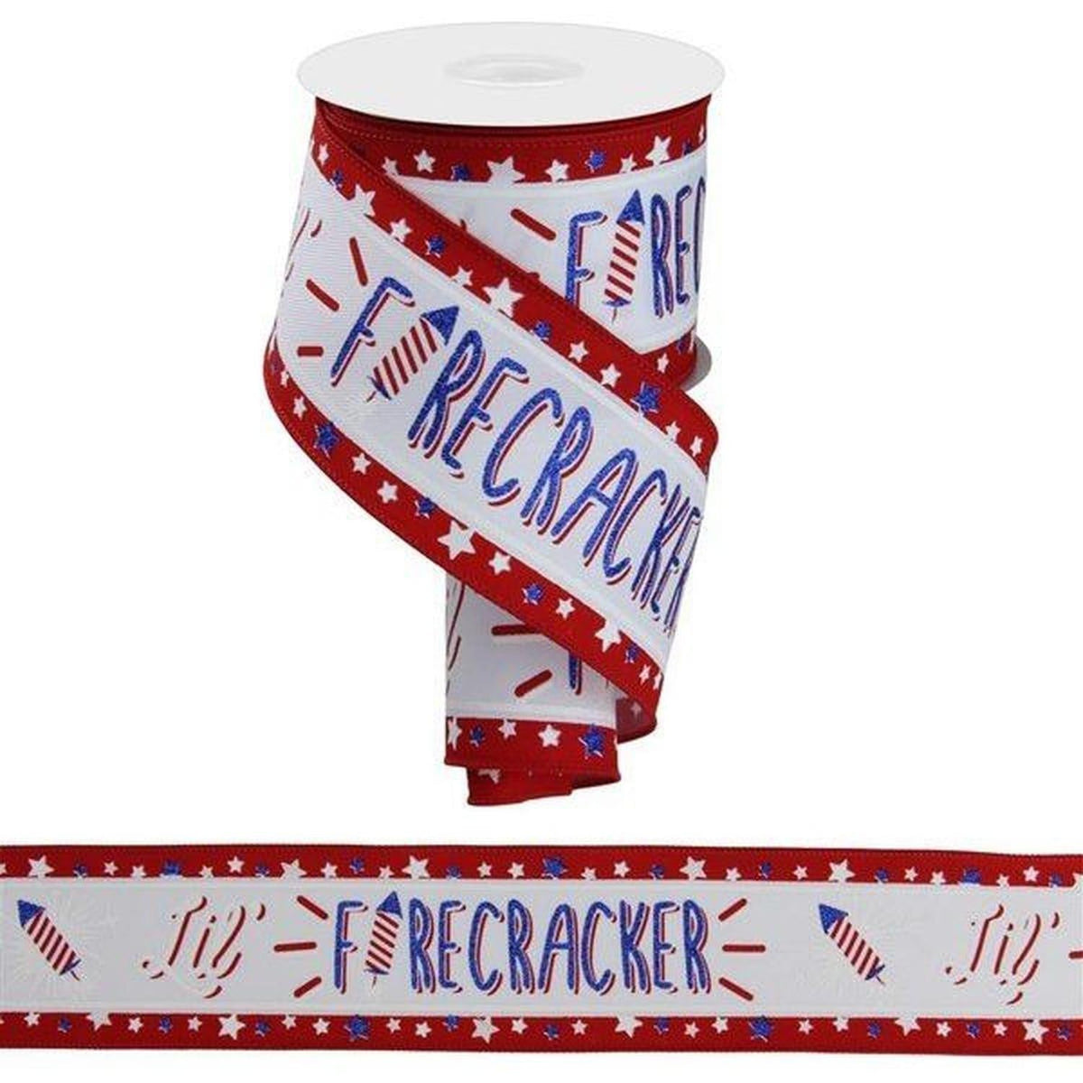2.5" Lil Firecracker Patriotic Ribbon: White (10 Yards)
