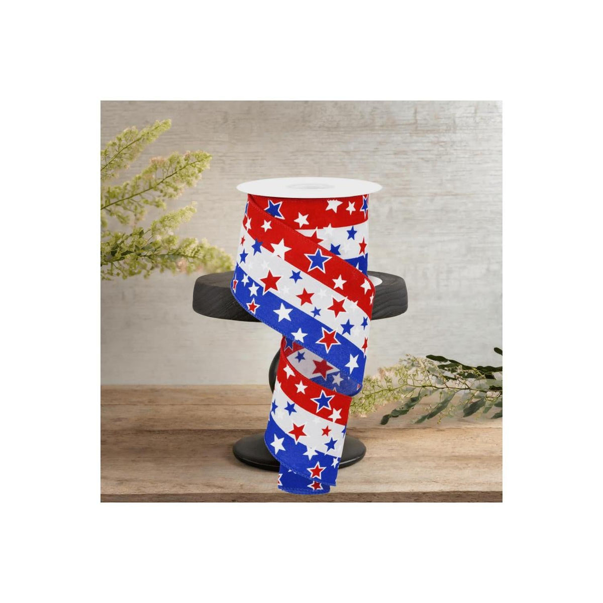 2.5" Multi Stars On Stripes: White (10 Yards)