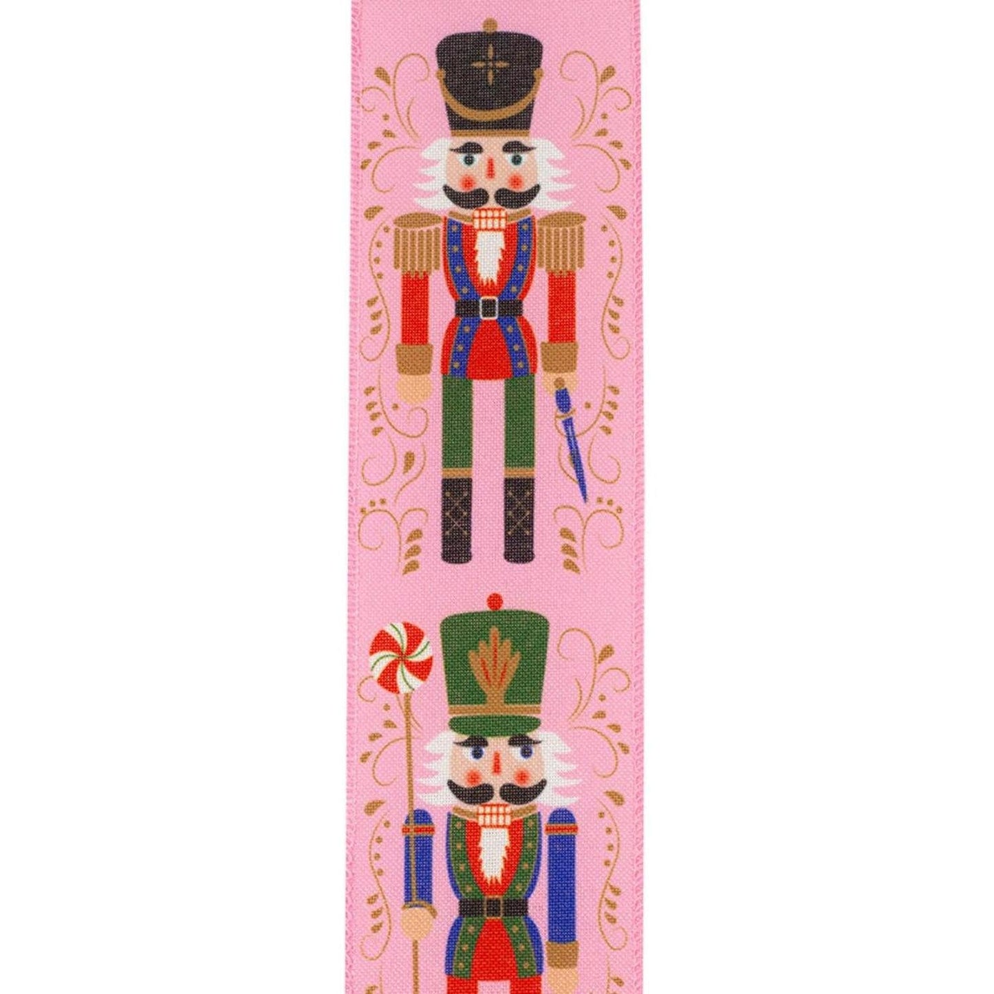 2.5" Nutcracker Scroll Ribbon: Pink (10 Yards)