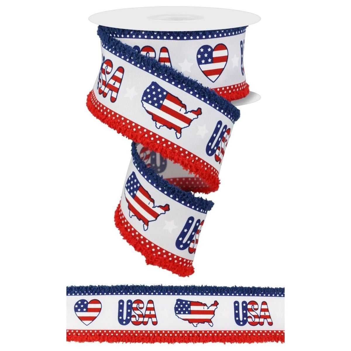 2.5" Pattern USA Drift Ribbon: Red, White, Blue (10 Yards)