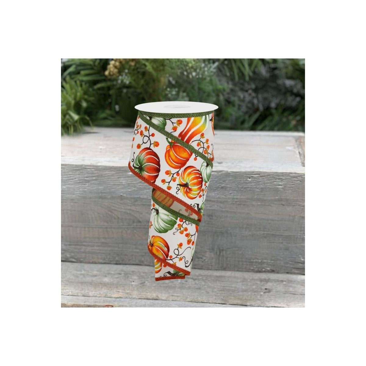 2.5" Pumpkins Bittersweet Ribbon: Moss Green (10 Yards)