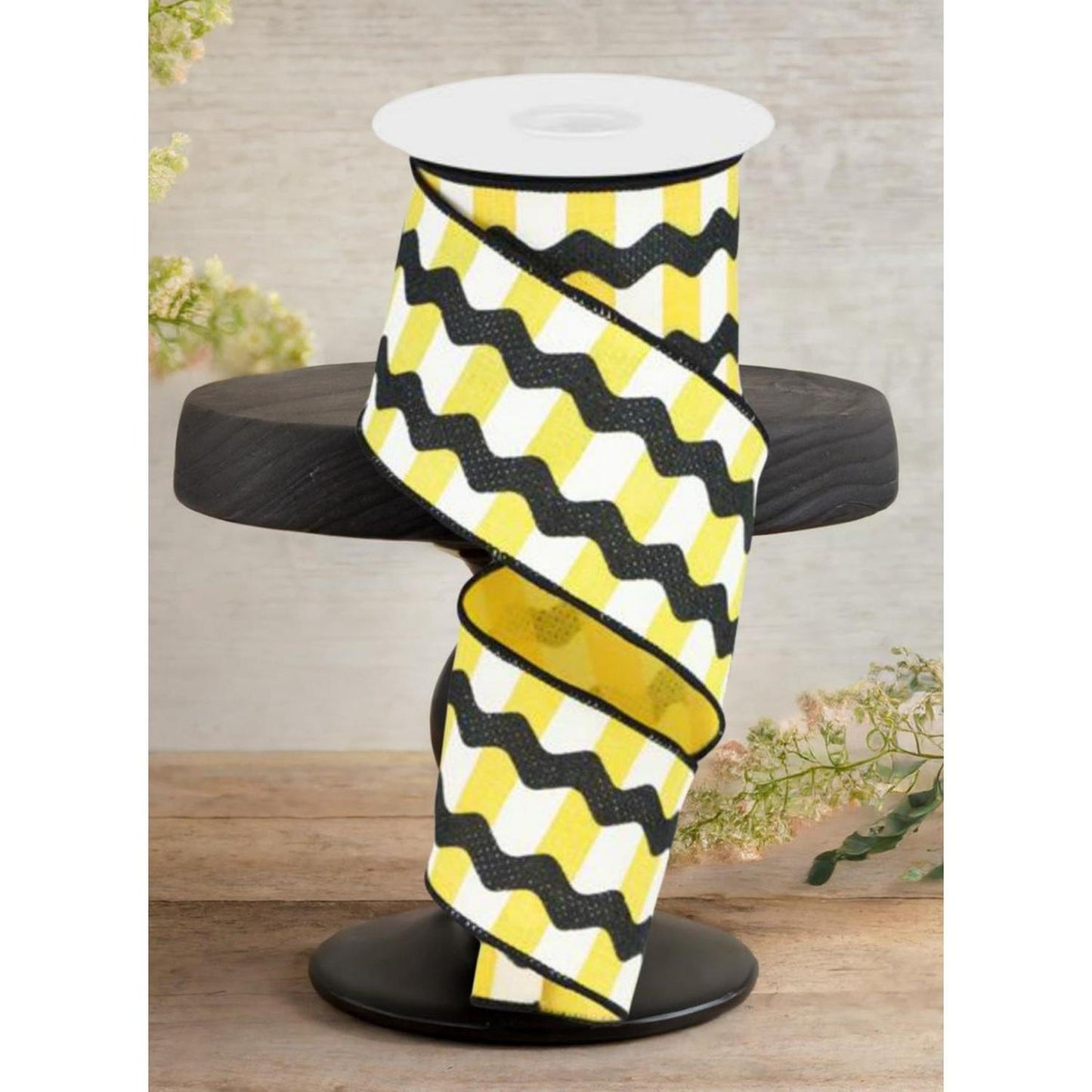 2.5" Ricrac Stripe Ribbon: Yellow & Black (10 Yards)