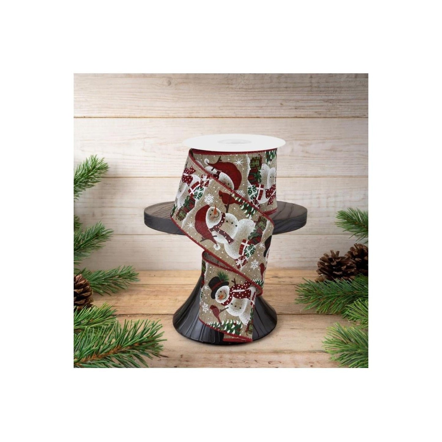 2.5" Snowman Cardinal Ribbon: Light Beige (10 Yards)