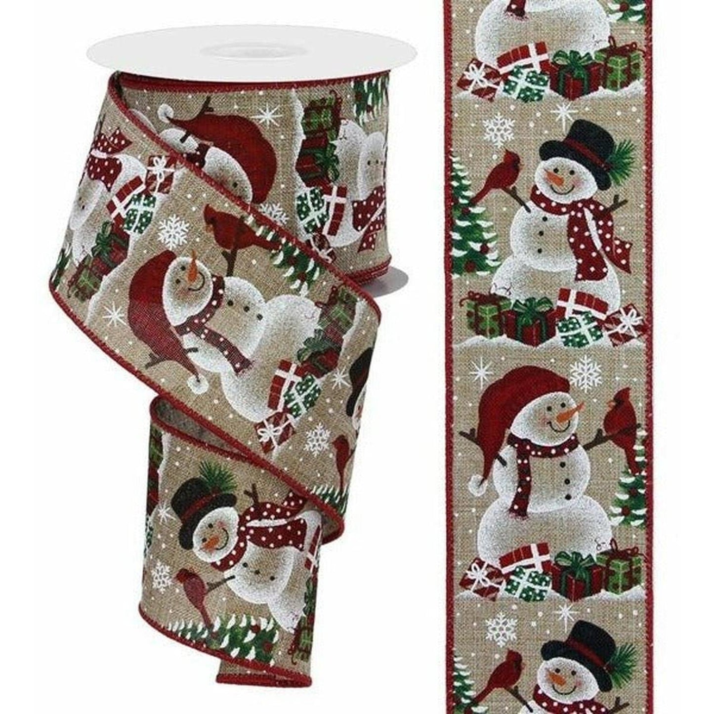 2.5" Snowman Cardinal Ribbon: Light Beige (10 Yards)