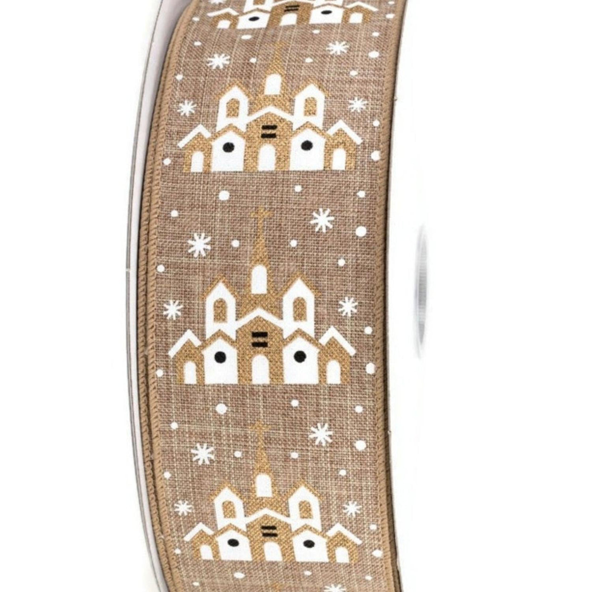 2.5" Snowy Church Ribbon: Natural (10 Yards)