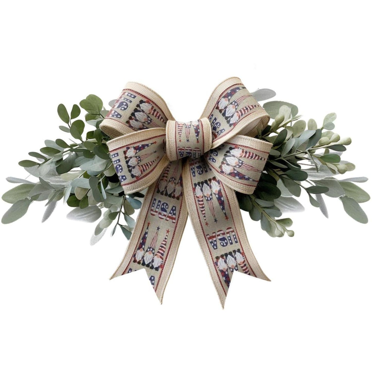 2.5" USA Patriotic Gnome Ribbon: Natural (10 Yards)