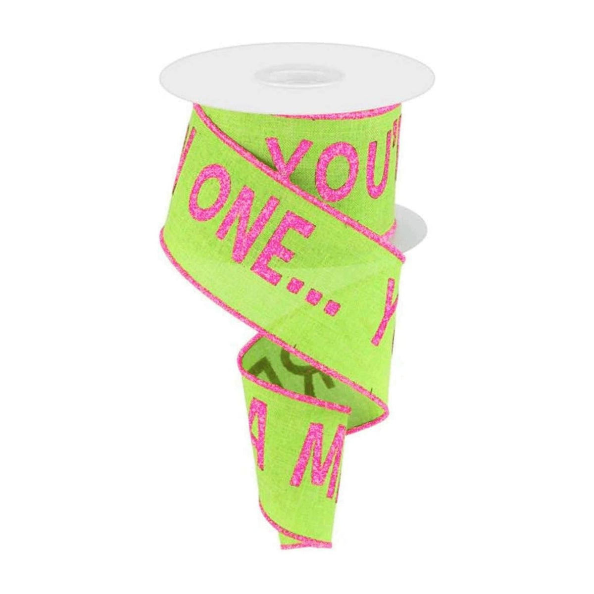 2.5" Velvet You're A Mean One Ribbon: Pink/Green (10 Yards)