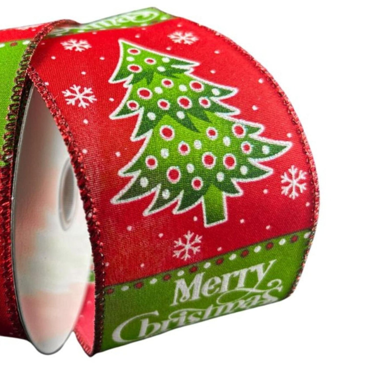 2.5" Whimsy Merry Christmas Ribbon: Red (10 Yards)