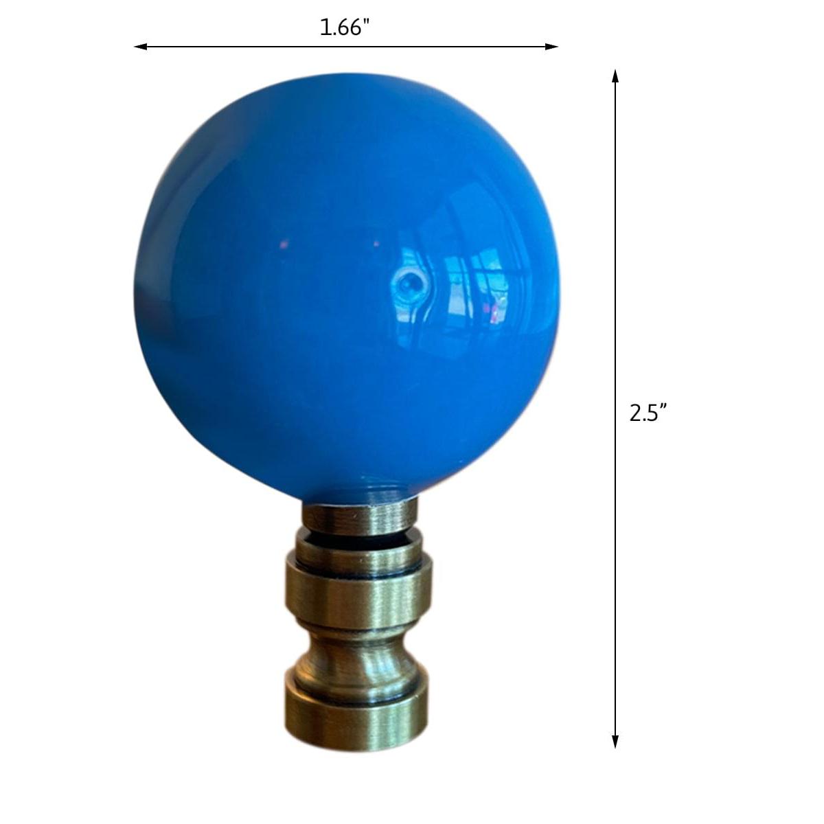 2.5"H Ceramic Sky Blue Round Lamp Finial Antique Brass Base