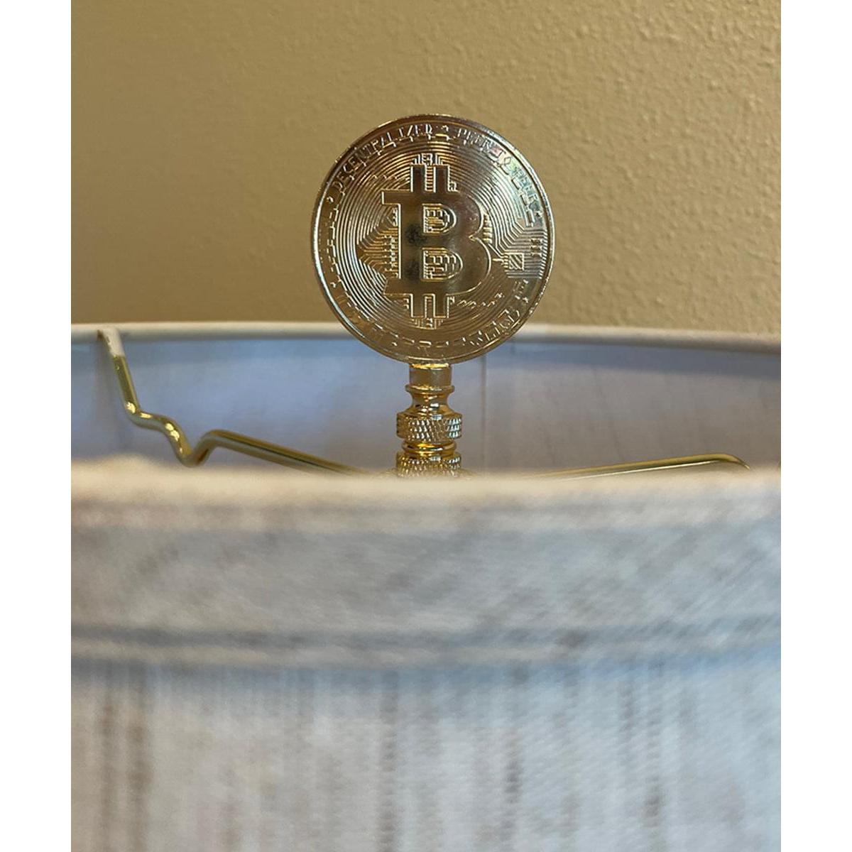 2.75"H Bitcoin Token Icon Polished Brass Finish Lamp Finial