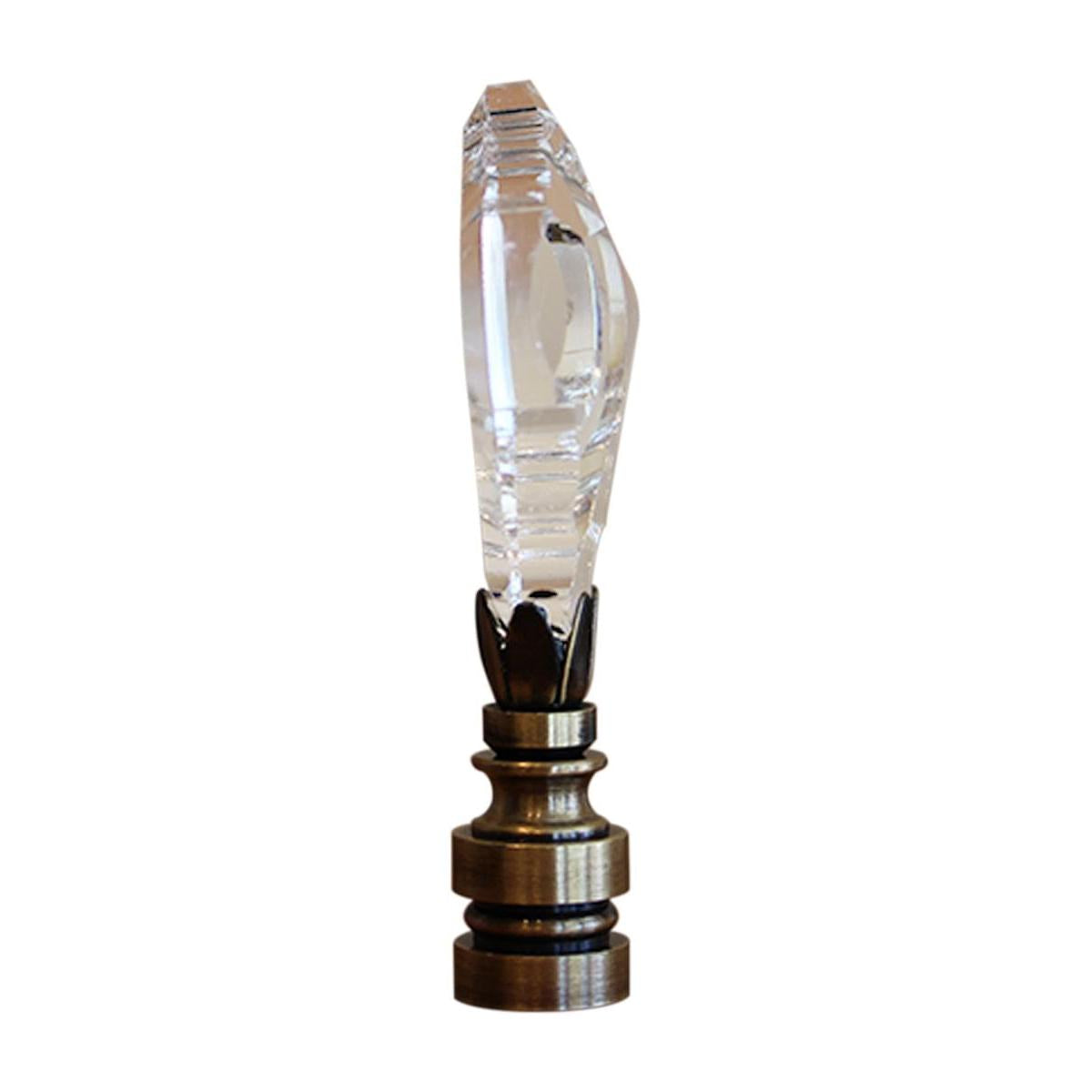 2.75"H Swarovski Crystal Gothic Cross Antique Brass Base Lamp Finial
